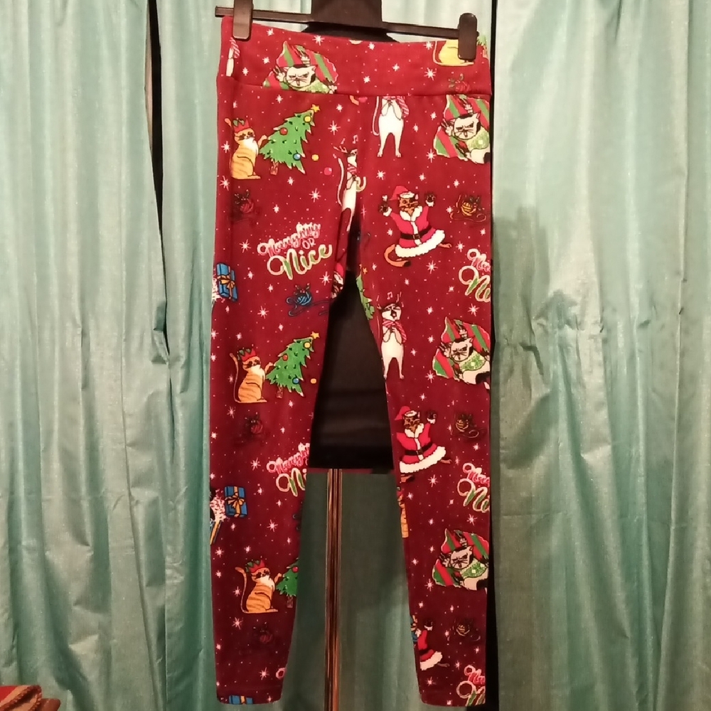 No Boundaries Kids Leggings - Red Christmas Print